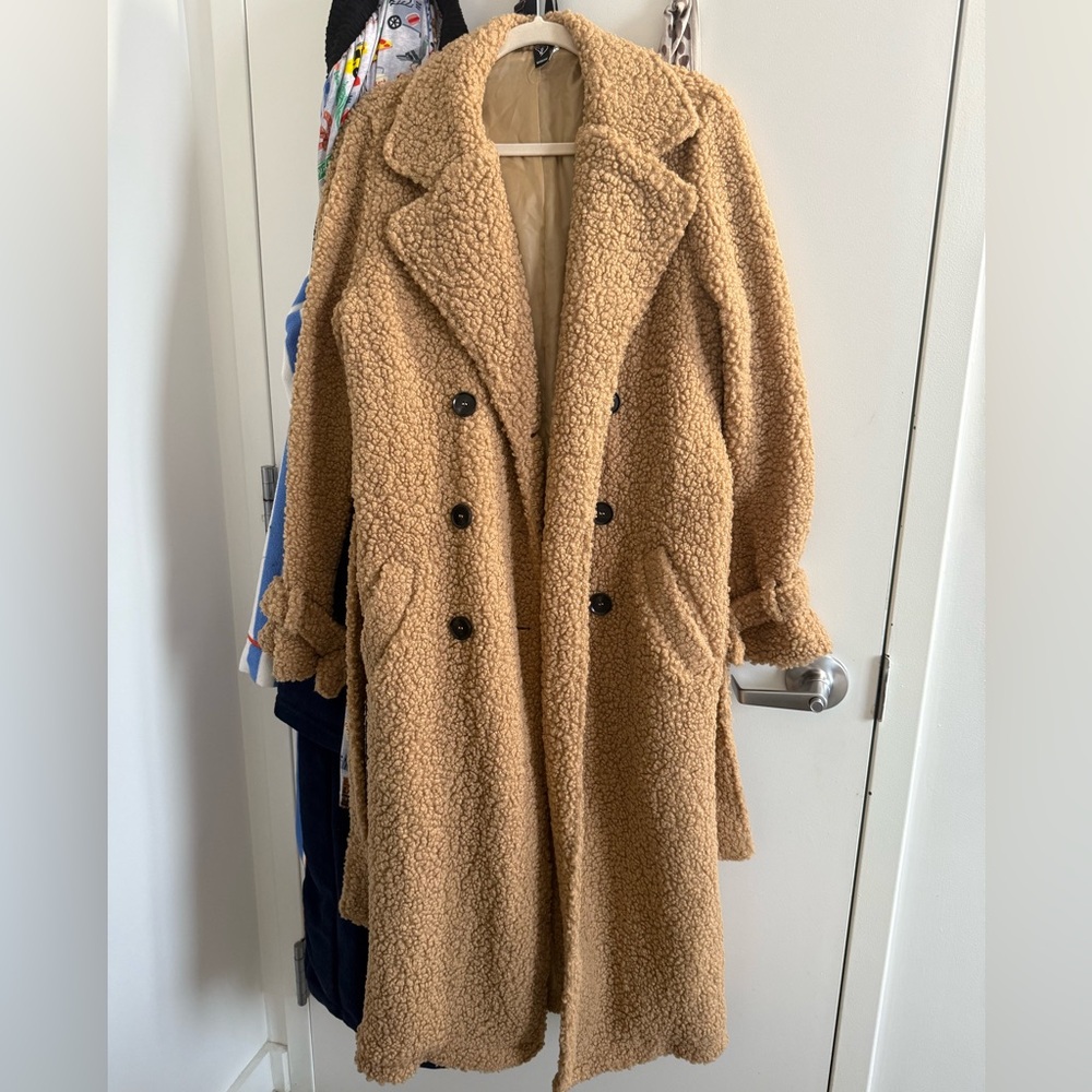 Locking Knit Down Sherpa Long Trench Coat